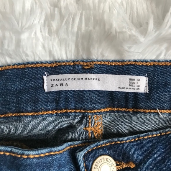 ZARA Trafaluc Skinny Distressed Jeans Navy Wash - Picture 4 of 8